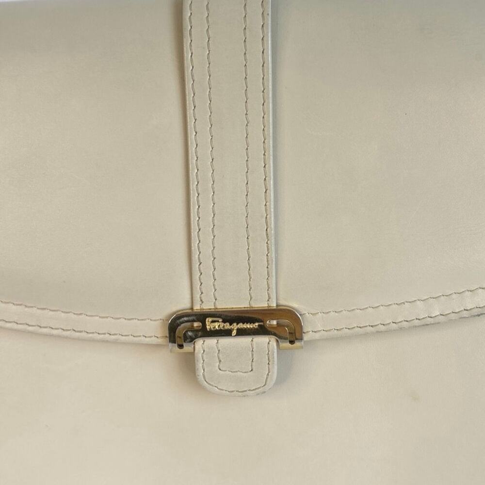 VTG Salvatore Ferragamo Firenze Cream Leather Shoulder Bag - Picture 2 of 12